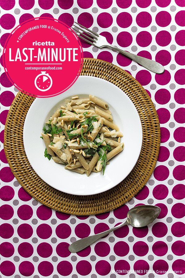 pasta-rucola-pinoli-parmigiano-ricetta-last-minute-primi-piatti-contemporaneo-food