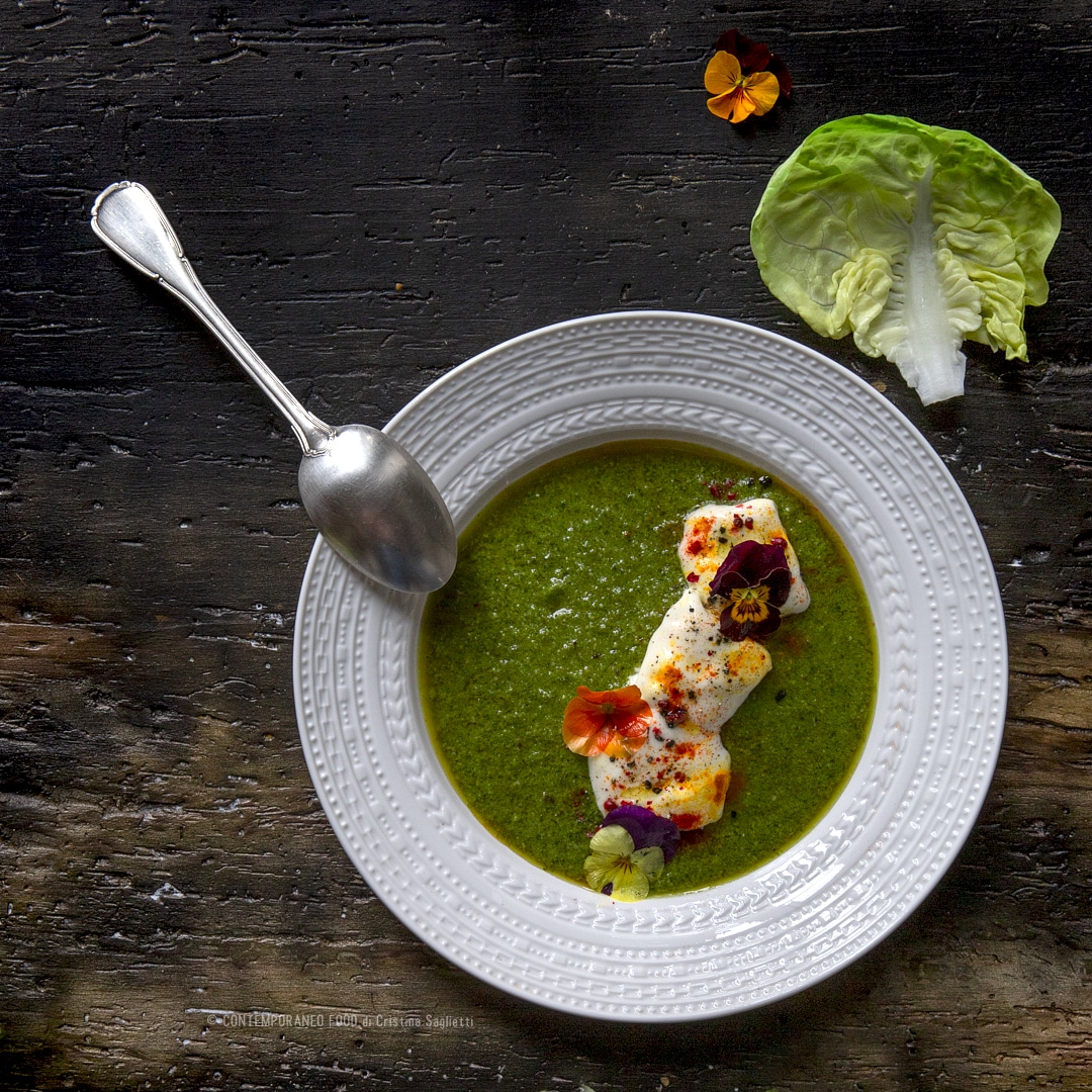 Immagine: Crema di lattuga con stracchino marinato