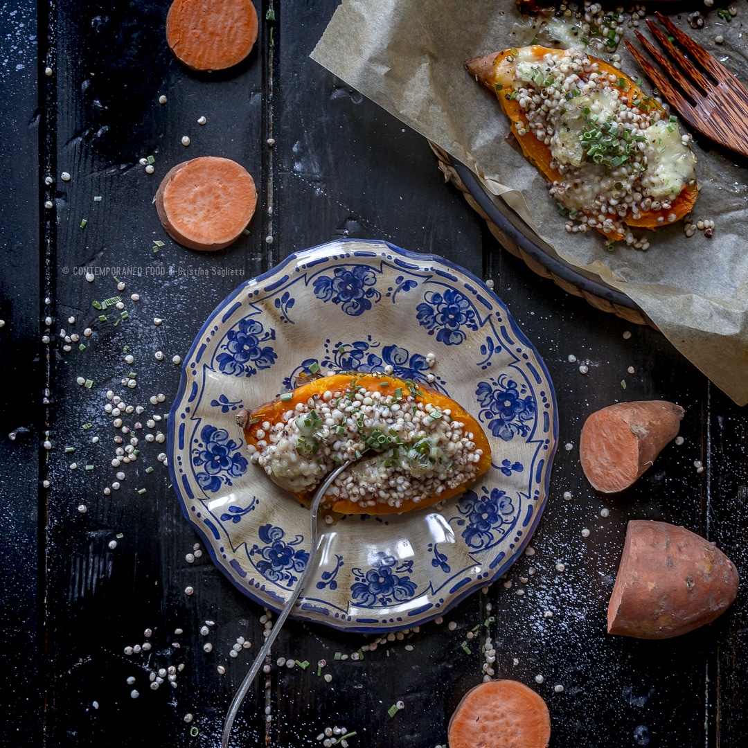 Immagine: Patate dolci ripiene di sorgo e gorgonzola
