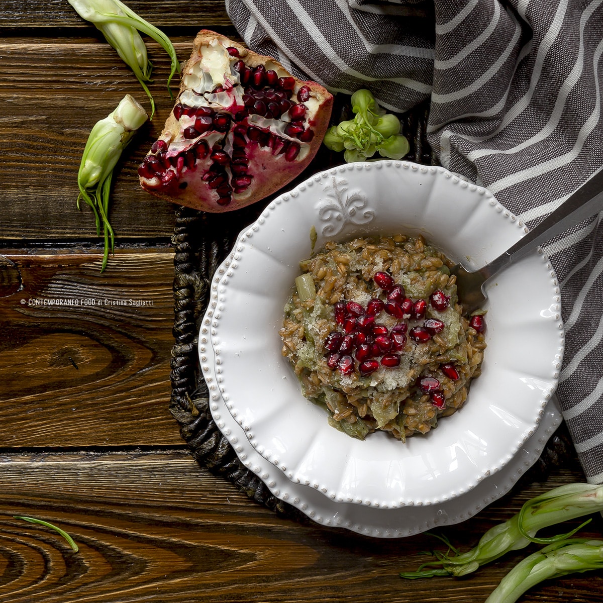 farro-integrale-puntarelle-romane-melograno-ricetta-light-facile-dieta-contemporaneo-food