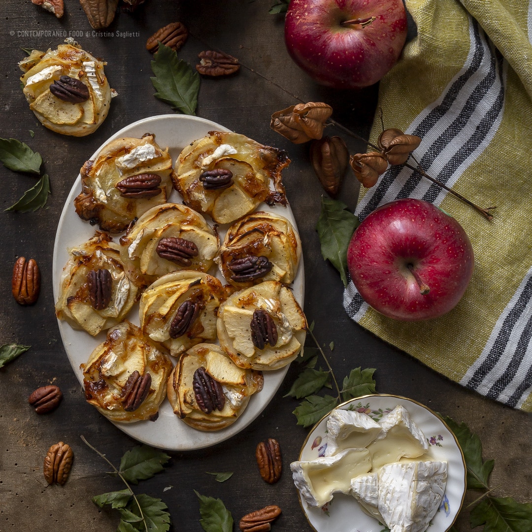 Immagine: Sfoglie alle mele, Camembert, noci e sale affumicato