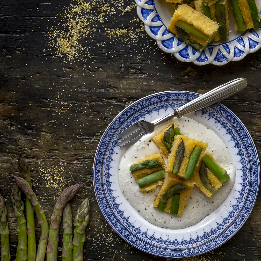 Immagine: Asparagi con polenta e crema di formaggio