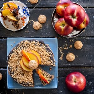 cheesecake-variegata-pesche-cioccolato-amaretto-dolce-senza-cottura-facile-estivo-contemporaneo-food