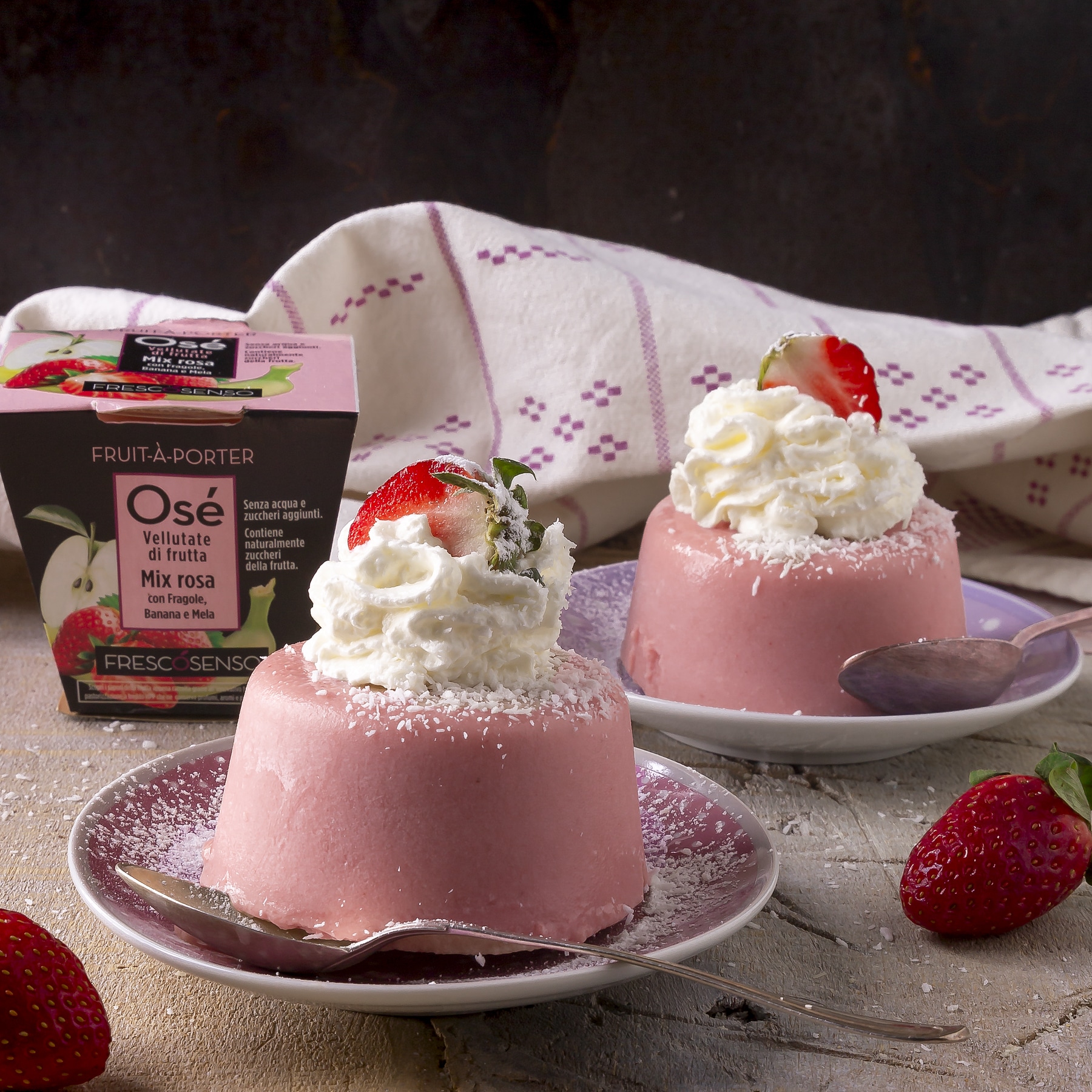 Immagine: Budino con Osé di Fresco Senso, mix rosa e cocco